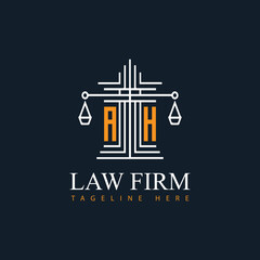 AH modern law firm justice logo design vector graphic template.
