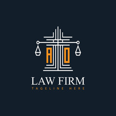 AO modern law firm justice logo design vector graphic template.