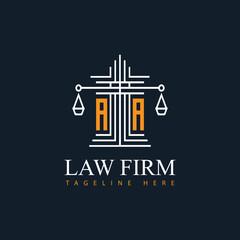 AA modern law firm justice logo design vector graphic template.