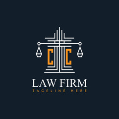 CC modern law firm justice logo design vector graphic template.