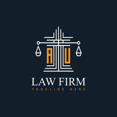 AU modern law firm justice logo design vector graphic template.