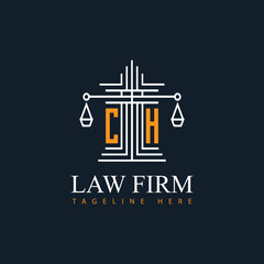 CH modern law firm justice logo design vector graphic template.