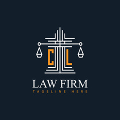 CL modern law firm justice logo design vector graphic template.