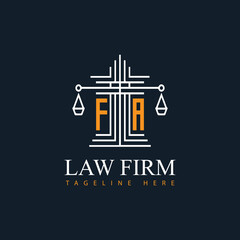FA modern law firm justice logo design vector graphic template.