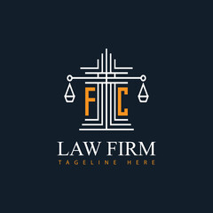 FC modern law firm justice logo design vector graphic template.