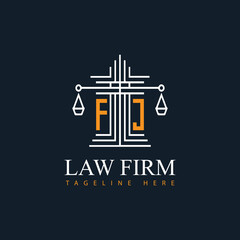 FJ modern law firm justice logo design vector graphic template.