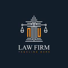 NU modern law firm justice logo design vector graphic template.