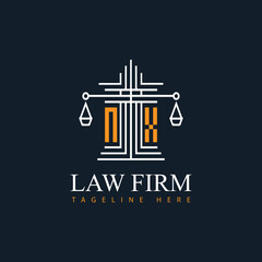 NX modern law firm justice logo design vector graphic template.