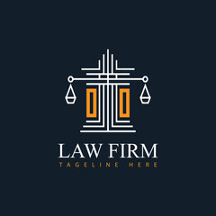 OO modern law firm justice logo design vector graphic template.