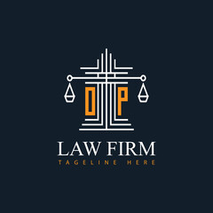 OP modern law firm justice logo design vector graphic template.