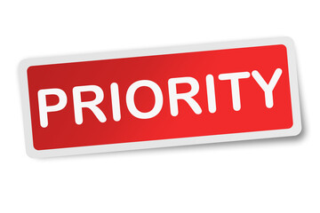 Priority square sticker isolated on white