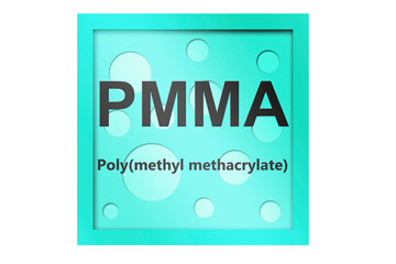 Poly(methyl methacrylate) (PMMA) polymer symbol isolated