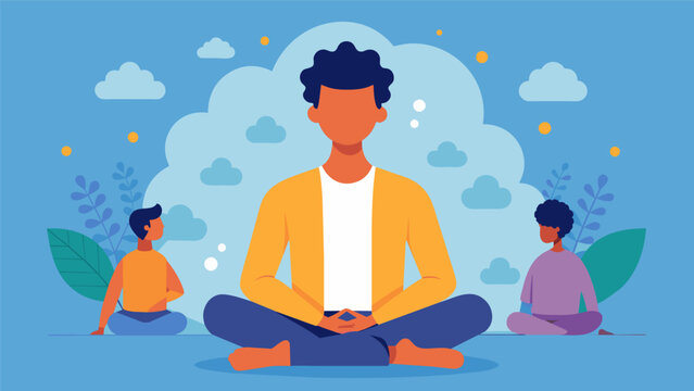 A person with Aspergers syndrome practices mindful breathing before a social event to help reduce social anxiety and increase presentmoment awareness.. Vector illustration