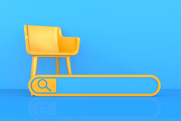 Searching for new job concept with blue chair