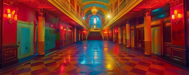 Nostalgic art in a vintage poster, classic advertisement for a historic Broadway show, old-style poster with vibrant colors and dynamic fonts, displayed in a retro theater lobby