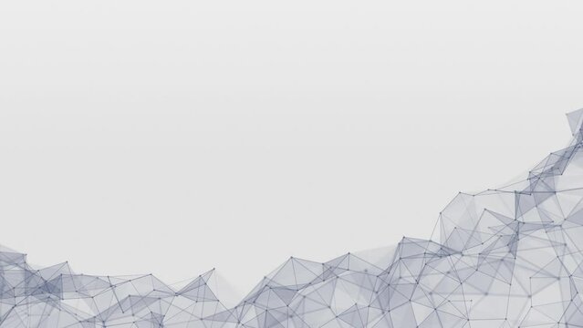 Light Polygonal Background. Geometric abstract low poly mesh from dots connected by lines. Looped video.