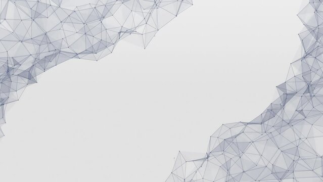 Light Polygonal Background. Geometric abstract low poly mesh from dots connected by lines. Looped video.