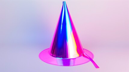 Neon Party Hat Glowing with Fluorescent Colors in Vibrant Modern Design