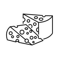 Cheese icons vector set in line, flat, and color style. Mozzarella, cheezy, chezzy, yogurt, ricotta, cream cheese, parmesan, cheddar, brie, emmenthal, gouda symbol. Vector illustration