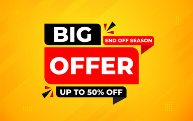 Big offer sale banner. Special offer price label design. Product discount festival tag design. Big offer promotion banner template. Flat sale Vector Illustration.