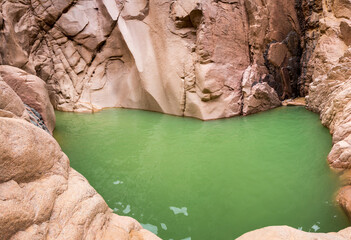Lake in Wadi El Veshwash canyon in Sinai Peninsula