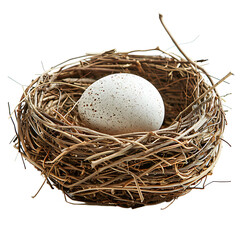 Obraz premium Bird nest with an egg on isolated transparent background