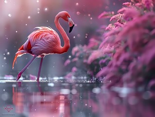 Elegance in Pink: A Solitary Flamingo