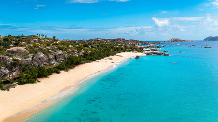 Aerial View of a Pristine Beach and Turquoise Waters in BVI