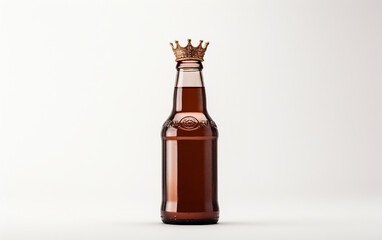 Brown Glass Beer Bottle on white background.