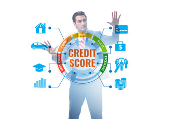 Businessman in credit score concept
