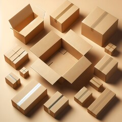 stack of cardboard boxes for packing and shipping generative ai