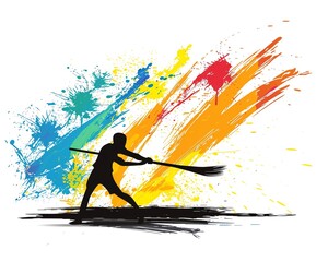 Fototapeta premium A paintbrush icon with a human icon, symbolizing creativity or the arts