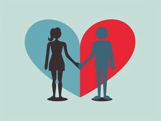 Vector of heart icon with the human icon, symbolize love attraction