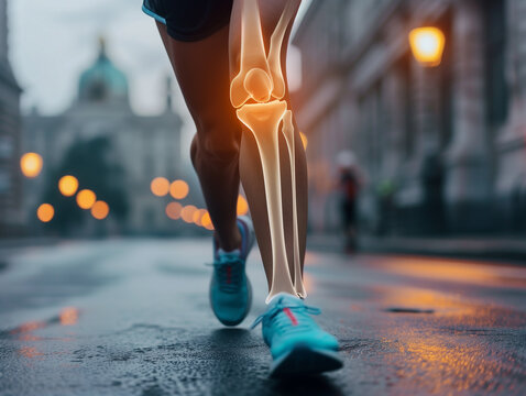 Jogger Probleme mit Knieschmerzen. Arthrose im Knie und Bein, Verschlei&szlig; durch zuviel Sport