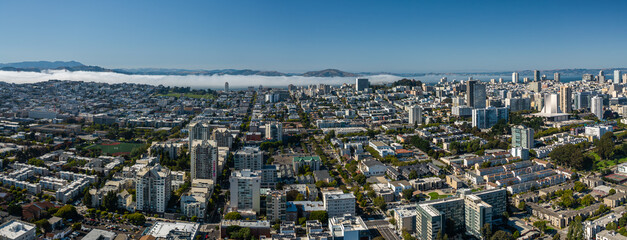 Aerial View of San Francisco Skyline and Bay Area Landscape