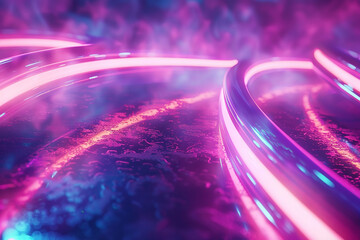 world here 3d rendering glowing lines neon lights abstract
