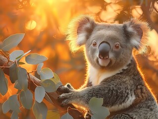 Tranquil Koala in Golden Sunlight
