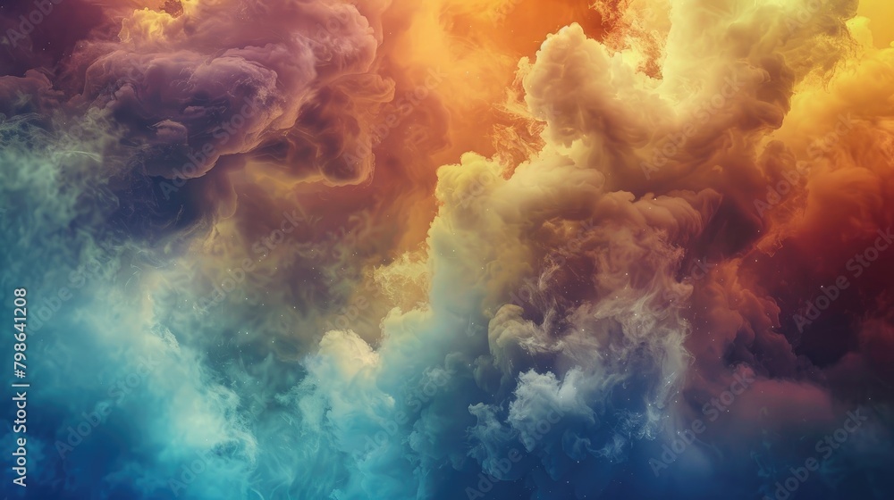 Poster abstract colored smoke clouds resembling nebula texture in the universe