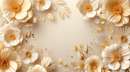 Elegant Floral Paper Art Backdrop for Decorative Border