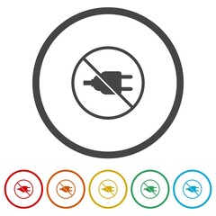 No power icon. Set icons in color circle buttons