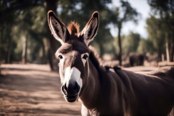 'donkey funny humor stable rural expression farm fun animal background bizarre black character closeup copy cute facial fluffy head indulgence looking mammal nose pet prisoner ranch scene shy space'