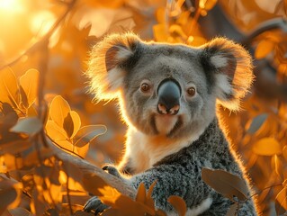 Obraz premium Peaceful Koala Perched in Australian Wilderness