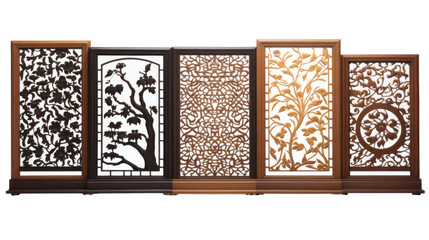 Privacy Decorative Screens on Transparent Background