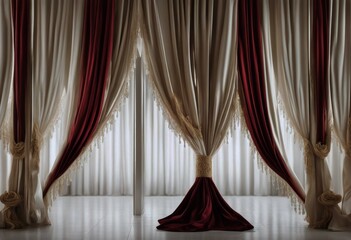 isolated white Clipping background velvet curtains included Theater path