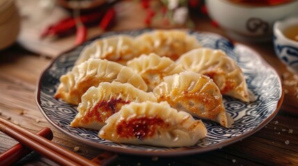 Fototapeta premium Traditional Chinese Dumplings for Mid autumn Winter Solstice and Chinese New Year with Symbolic FU Characters for Prosperity