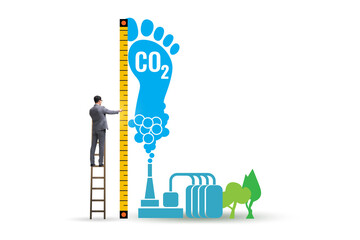 Carbon footprint concept with pollution