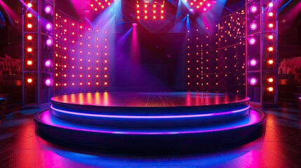 Illuminated podium in a nightclub setting