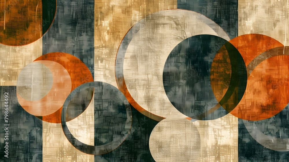 Poster abstract organic geometric overlapping circular patterns in earthy tones