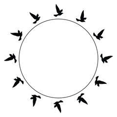 Flying birds silhouettes pattern wallpaper. Vector illustration. isolated bird flying. tattoo design. template for card, package, and wallpaper.