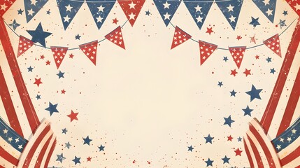 Obraz premium American Patriotic Background with Star-Spangled Banners and Festive Elements